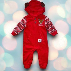 Rudolph Christmas Baby Boy’s Hooded Sleeper Pajamas Size 6 Months